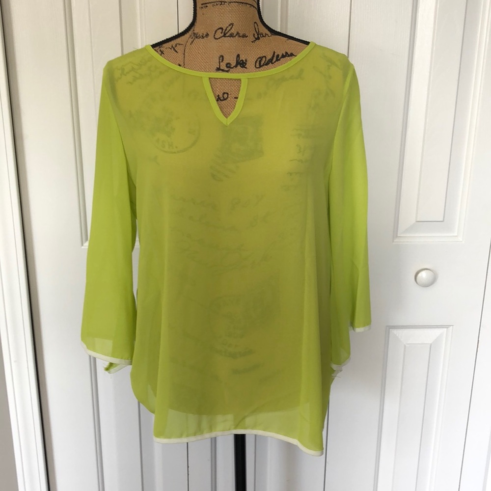 Yeatts Neon Yellow 3/4 Sleeve Blouse